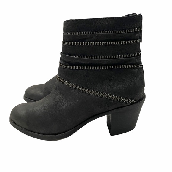 EILEEN FISHER Edgy Zip-Around Gunmetal Leather Boots - Picture 6 of 13